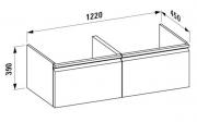 Koupelnová skříňka pod umyvadlo Laufen Pro 122x45x39 cm bílá lesk H4830810954751 (Technický nákres)