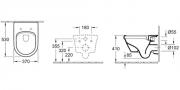 WC závěsné Villeroy & Boch Omnia Architectura zadní odpad 5684R0R1 (Technický nákres)