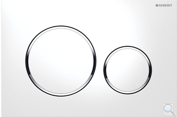 Ovládací tlačítko Geberit Sigma20 plast. bílá, kroužky lesklý chrom (kód: 115.882.KJ.1)