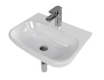 Koupelnový set závěsného umyvadla Brevis 50 cm, pákové baterie Lucida, sifonu, průtočné zátky a roháčků KSETBRE1