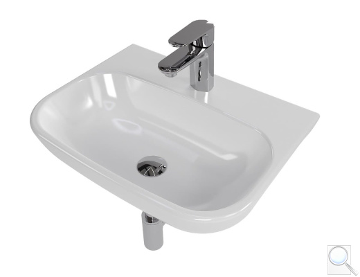 Koupelnový set závěsného umyvadla Brevis 50 cm, pákové baterie Lucida, sifonu, průtočné zátky a roháčků KSETBRE1. obr. 1