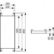 Připojovací deska TECEprofil pro montáž madel a podpěr (technický nákres 1)