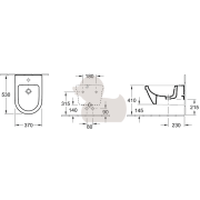 Bidet Villeroy & Boch Omnia Architectura závěsný, vnitřní přívod 54840001. Technický nákres 