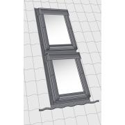 Dvojice střešních oken nad sebou. Nákres&nbsp;