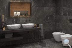 Koupelna Classen Ceramin. SIKO-koupelna-v-mramorovem-provedeni-se-drevem-s-vanou-prirodni-styl-serie-Ceramin-Wall-004