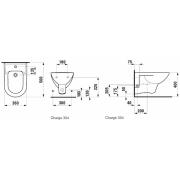 Bidet Laufen Pro závěsný, vnější přívod H8309510003041. Technický nákres 