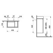 Koupelnová skříňka pod umyvadlo Laufen Pro 47x27,5x62 cm bílá lesk H4830010954751. Technický nákres&nbsp;