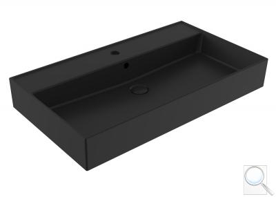 Umyvadlo SAT Infinitio 80,5x46,5 cm černá mat otvor pro baterii uprostřed SATINF8046BKM obr. 1