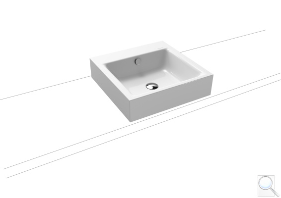 Umyvadlo na desku Kaldewei Puro 3156 46x46 cm alpská bílá bez otvoru pro baterii 900606003001. 