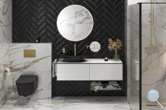 Koupelna Geotiles Aurora. SIKO-koupelna-v-mramoru-v-cernem-a-zlatem-provedeni-s-cernym-walk-in-serie-Aurora-002