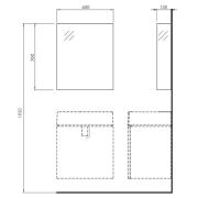 Zrcadlová skříňka Kolo Twins 60x70 cm MDF zrcadlovina 88457000. Technický nákres&nbsp;