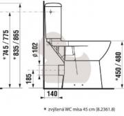 WC kombi, pouze mísa Jika Deep zadní odpad H8236180000001 (Technický nákres 1)
