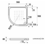 Sprchová vanička čtvrtkruhová Jika 100x80 cm keramika H8522100000001. technický nákres&nbsp;