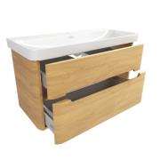 Koupelnová skříňka s umyvadlem SAT Fusion 97,5x53x45 cm dub medový mat SATFUSION2100DMU. obr. 2 