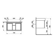Koupelnová skříňka pod umyvadlo Laufen Pro 77x45x39 cm bílá H4830620954631. Technický nákres 