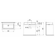 Nábytkové umyvadlo Laufen Living City 80x46 cm bez otvoru pro baterii H8174370001091. Technický nákres 