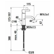 Umyvadlová baterie Laufen KARTELL BY LAUFEN bez výpusti chrom H3113310041001. technický nákres