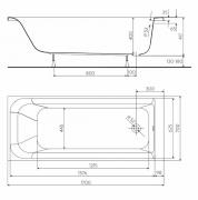 Obdélníková vana Kolo Rekord 140x70, 50x70, 160x70, 170x70, 170x75 cm akrylát (kód XWP1670000)