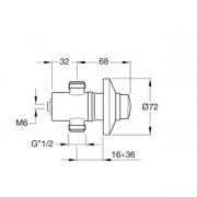 Pisoárový podomítkový ventil SILFRA QK110 (Technický nákres)