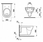 WC závěsné Laufen Pro zadní odpad H8209514000001 (Technický nákres)