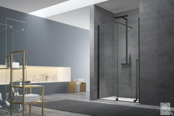 Sprchová zástěna Walk-In / Dveře SAT Walk-in Xmotion + nikový profil. sestava v kombinaci s černou