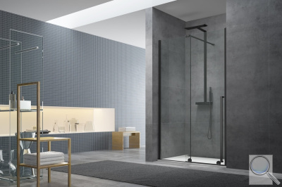 Sprchová zástěna Walk-In / Dveře SAT Walk-in Xmotion + nikový profil. sestava v kombinaci s černou