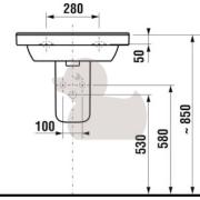Kryt sifonu Jika Cubito H8199510000281. Technický nákres&nbsp;
