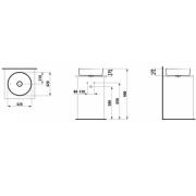 Umyvadlo na desku Laufen Kartell By Laufen 42x42 cm bez otvoru pro baterii, bez přepadu H8123314001121. technický nákres 