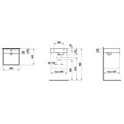 Umývátko Laufen Kartell By Laufen 46x46 cm mat bez otvoru pro baterii, bez přepadu H8153317571121. technický nákres&nbsp;