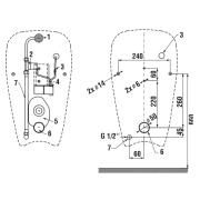 Pisoár se senzorem Jika Golem zadní odpad H8430700004831. technický nákres