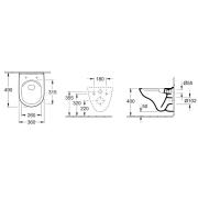 WC závěsné Villeroy & Boch O.Novo zadní odpad 5688R0R1. technický nákres 