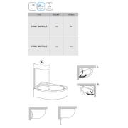 Vanová zástěna Ravak Rosa CVSK1. Technický nákres