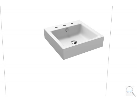 Umyvadlo Kaldewei Puro 3163 46x46 cm alpská bílá tři otvory pro baterii 901306033001. obr. 1