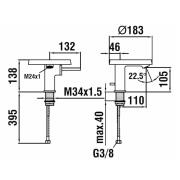 Umyvadlová baterie Laufen Kartell By Laufen bez výpusti chrom H3113310041101. technický nákres