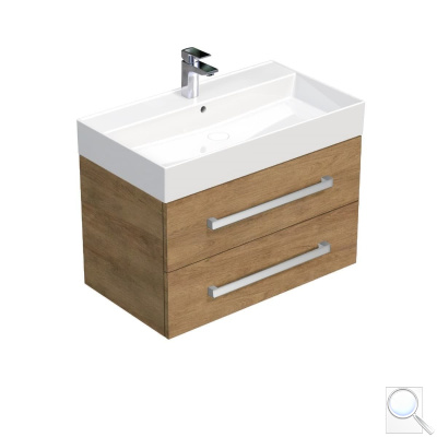 Koupelnová skříňka s keramickým umyvadlem SAT Cube Way 80x47,5x46 cm dub Hickory CUBE46802DHSAT. obr. 1