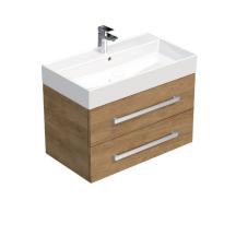 Koupelnová skříňka s keramickým umyvadlem SAT Cube Way 80x47,5x46 cm dub Hickory CUBE46802DHSAT
