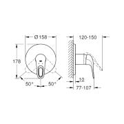Sprchová baterie Grohe Eurostyle bez podomítkového tělesa chrom 24048003. Technický nákres 