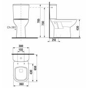 WC kombi komplet Jika Deep spodní odpad H8266170002811. Technický nákres 