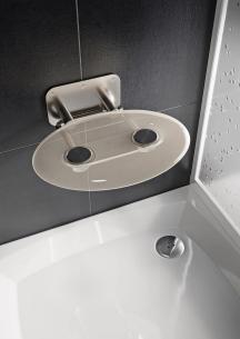 Sprchové sedátko Ravak OVO P sklopné šířka 41 cm čirá B8F0000048