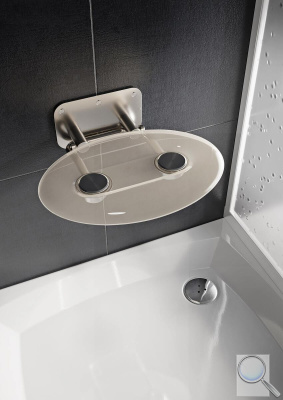 Sprchové sedátko Ravak OVO P sklopné šířka 41 cm čirá B8F0000048. obr. 1