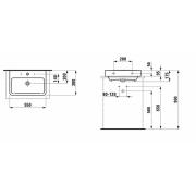 Umyvadlo Laufen Pro 55x38 cm bez otvoru pro baterii, bez přepadu H8179580001421. Technický nákres&nbsp;
