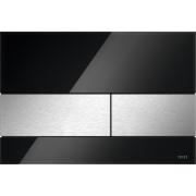 Ovládací tlačítko TECEsquare sklo. Sklo černé, tlačítka z broušené nerezové oceli (kód: 9.240.806)