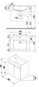 Koupelnová skříňka Jika Cube 65x43x62,2 cm H4536011763001 (Technický nákres)
