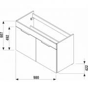 Koupelnová skříňka s umyvadlem Jika Cube 100x43x62,2 cm dub tmavý H4536511763021 (Technický nákres 2)