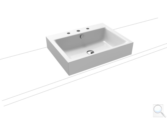Umyvadlo na desku Kaldewei Puro 3157 60x46 cm alpská bílá tři otvory pro baterii 900706033001. obr. 1