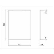 Zrcadlo s osvětlením Keramia Pro 60x80 cm bílá PROZRCK60IP. Technický nákres