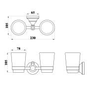 Držák skleniček WF Provence chrom SIKODWFL47. Technický nákres&nbsp;
