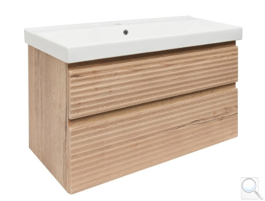 Koupelnová skříňka 2 zásuvková s umyvadlem Naturel Savona 98x53x44,8 cm dub Halifax mat SAVONA2100DHU1. obr. 1