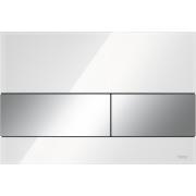 Ovládací tlačítko TECEsquare sklo. Sklo bílé, tlačítka lesklý chrom (kód: 9.240.802)