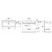 Nábytkové umyvadlo Laufen Living City 100x46 cm dva otvory pro baterii H8184370001071. Technický nákres 